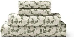 Flannel Sheet Set Cotton Soft Warm & Cozy Modern Chic With Elastic Deep Pockets, King, Dogs White -Amazon Shop 41xX ECSk8L. AC