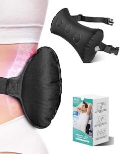BLABOK Reduce Lower Back Pain While Traveling Get Lumbar Support Pillow For Airplane With Inflatable Lumbar Pillow (Black-C1)