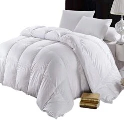 California-King Size Down-Comforter 500-Thread-Count Down Comforter 100 Percent Cotton 500 TC - 750FP - 60Oz - Solid White