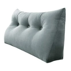 WOWMAX Triangular Wedge And Body Positioners Reading Pillow Large Bolster Headboard Backrest Support Cushion For Day Bed Bunk Bed With Removable Cover Twin Velvet Gray