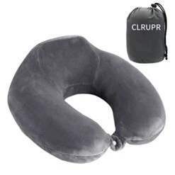 CLRUPR Travel Pillow, Best Memory Foam Neck Pillow With Storage Bag Lightweight Traveling Pillow For Airplane, Car, Train, Bus And Home Use (Gray)