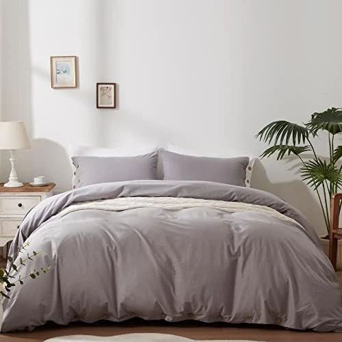 100% Washed Cotton Duvet Cover Set Breathable Soft King Light Brown Duvet Cover 3 Pieces Solid Color Bedding Set With Buttons Closure Comforter Cover Set (1 Duvet Cover +2 Shams) 12 100% Washed Cotton Duvet Cover Set Breathable Soft King Light Brown Duvet Cover 3 Pieces Solid Color Bedding Set With Buttons Closure Comforter Cover Set (1 Duvet Cover +2 Shams) - Image 12