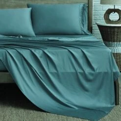 Bedding Sheets & Pillowcases – 100% Bamboo Deep Pockets, Hotel Luxury Extra Soft Breathable Cooling Bed Sheets, Fade Resistant, Secure To Mattress Straps– 5 Pieces (Queen, Gray)