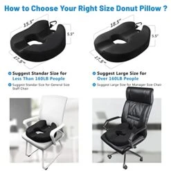 Anzhixiu Donut Pillow For Tailbone Pain Relief Cushion, Hemorrhoid Pillow With Two Humps Hip Curve Design, Donut Pillow For Postpartum Pregnancy, Two Size Donut Cushion For Option,Black Color -Amazon Shop 51069gOpLhL