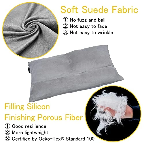 FOXSEON Camping Pillow - Travel Pillow, Pillowcase Wraps A Cylindrical Pillow And Two Square Pillows, Support Neck Pillow For Sleeping And Traveling (Gray) 4 FOXSEON Camping Pillow - Travel Pillow, Pillowcase Wraps A Cylindrical Pillow And Two Square Pillows, Support Neck Pillow For Sleeping And Traveling (Gray) - Image 4