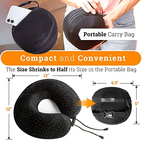 Aeris Memory Foam Travel Pillow For Airplanes - Best Airplane Neck Pillow For Long Flights - Plane Accessories Carry Bag To Save Space, Ear Plugs And Eye Mask - Perfect Flight Set & Gift 3 Aeris Memory Foam Travel Pillow For Airplanes - Best Airplane Neck Pillow For Long Flights - Plane Accessories Carry Bag To Save Space, Ear Plugs And Eye Mask - Perfect Flight Set & Gift - Image 3