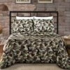 Military Camo 4-Piece Sheet Set - Camouflage Army Green Printed Soft Microfiber Sheets, Full Size