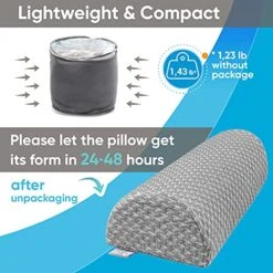 5 STARS UNITED Half Moon Bolster Semi-Roll Pillow, Grey And Knee Pillow For Side Sleepers, Grey, Bundle