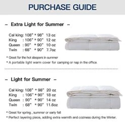 Down Blanket, Extra Lightweight Summer Comforter/Duvet Insert, Noiseless & Extra Soft, 400 Thread Count,King Size 106x90 Inches,12 Ounce Fill Weight, White…… -Amazon Shop 510wtPrm3NS