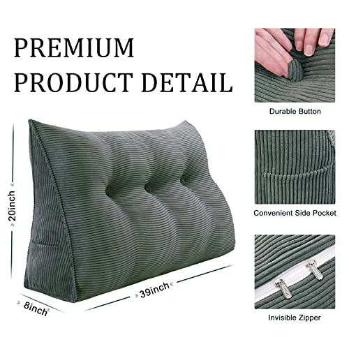 VERCART Wedge Headboard Pillows Bed Wedge Pillow Headboard Wedge Pillow Triangle Pillow Wedge Daybed Pillows Bolster Pillow Headboard With Removable Cover Corduroy Deep Blue Twin 2 VERCART Wedge Headboard Pillows Bed Wedge Pillow Headboard Wedge Pillow Triangle Pillow Wedge Daybed Pillows Bolster Pillow Headboard With Removable Cover Corduroy Deep Blue Twin - Image 2