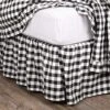 Annie Buffalo Check Cotton Farmhouse Split Corners Gathered Queen Bed Skirt, 60x80x16, Black Antique White