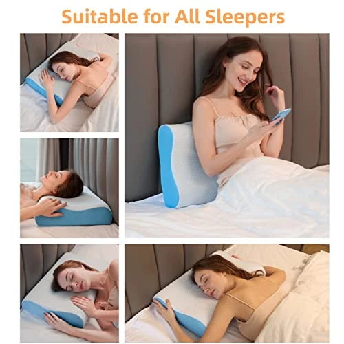 FangKAII Cervical Pillow For Neck And Shoulder Pain Relief,Memory Foam Pillow With Cooling Pillowcase,Ergonomic Neck Pillow For Side Sleepers,Back And Stomach Sleepers 2 FangKAII Cervical Pillow For Neck And Shoulder Pain Relief,Memory Foam Pillow With Cooling Pillowcase,Ergonomic Neck Pillow For Side Sleepers,Back And Stomach Sleepers - Image 2