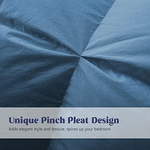 Puredown® Goose Feather Down Comforter Full Size, All Season Medium Warmth Duvet Insert, Luxury Hotel Collection Bedding Comforters, Ultra Soft 100% Cotton Cover Shell(90x90,Navy) 5 Puredown® Goose Feather Down Comforter Full Size, All Season Medium Warmth Duvet Insert, Luxury Hotel Collection Bedding Comforters, Ultra Soft 100% Cotton Cover Shell(90x90,Navy) - Image 5