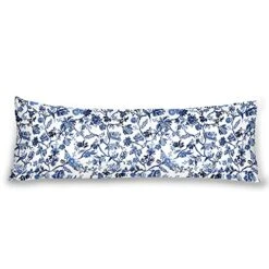 Body Pillowcase, Bohemian Flower Ultra Soft Colorful Velvet Full Long Body Pillow Covers 20 X 54 With Zipper, Total Boho Floral Body Pillow Protector, For Adults Women And Men (Blue White)