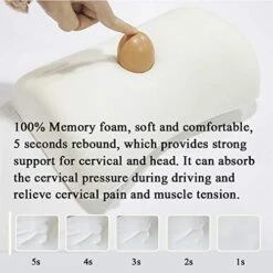 Awave Bloom Car Headrest,Car Seat Neck Rest Pillow,Comfort Headrest Cushion For Chair,100% Memory Foam Cervical Support,Leather Headrest For Driving,Relieve Neck Pain,Neck Supports For Car(Black) -Amazon Shop 512JdbsM5RL