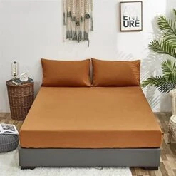 Solid Rust Bed Sheet Set Burnt Orange 4 Pieces Bedding Sheet Set 1 Fitted Sheet 1 Flat Sheet With 2 Pillowcases Queen Size Women Men Bed Caramel Sheet Sets -Amazon Shop 512p5VLNbGL. AC