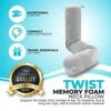 TwinsComfort Twist Memory Foam Neck Pillow - Support For Head, Chin, Lumbar & Leg - Travel Pillow For Airplane, Bus & Long Car Trips - Soft & Smooth Velvet Material - Bendable & Adjustable