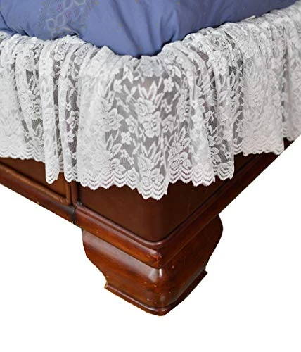 - White Lace Scalloped Elastic Bed Wrap Around, Easy Fit, Dust Ruffle Bed Skirt | Queen/King 1 - White Lace Scalloped Elastic Bed Wrap Around, Easy Fit, Dust Ruffle Bed Skirt | Queen/King