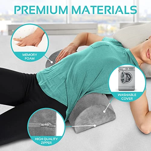 AllSett Health Large Half Moon Bolster Pillow For Legs, Knees, Lower Back And Head, Lumbar Support Pillow For Bed, Sleeping | Semi Roll For Ankle And Foot Comfort - Machine Washable Cover, Grey 4 AllSett Health Large Half Moon Bolster Pillow For Legs, Knees, Lower Back And Head, Lumbar Support Pillow For Bed, Sleeping | Semi Roll For Ankle And Foot Comfort - Machine Washable Cover, Grey - Image 4