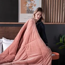 Luxurious Flannel Fleece Comforter With Plush Sherpa Back- Twin Size Bedding Coverlet-Textured Faux Fur Blanket-Machine Washable-Winter Warmth(68X90”, Rose), Twin/Twin XL 17 Luxurious Flannel Fleece Comforter With Plush Sherpa Back- Twin Size Bedding Coverlet-Textured Faux Fur Blanket-Machine Washable-Winter Warmth(68X90”, Rose), Twin/Twin XL -Amazon Shop 5176swrLKgL