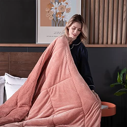 Luxurious Flannel Fleece Comforter With Plush Sherpa Back- Twin Size Bedding Coverlet-Textured Faux Fur Blanket-Machine Washable-Winter Warmth(68X90”, Rose), Twin/Twin XL 3 Luxurious Flannel Fleece Comforter With Plush Sherpa Back- Twin Size Bedding Coverlet-Textured Faux Fur Blanket-Machine Washable-Winter Warmth(68X90”, Rose), Twin/Twin XL - Image 3