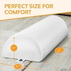 AllSett Health Large Half Moon Bolster Pillow For Legs, Knees, Lower Back And Head, Lumbar Support Pillow For Bed, Sleeping | Semi Roll For Ankle And Foot Comfort - Machine Washable Cover, White -Amazon Shop 517Jt4y6hrL