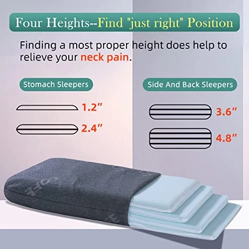 LOFE King Adjustable Memory Foam Pillow - 4 Heights From 1.2 To 4.8in, Cervical Pillow For Neck Pain Relief, Neck Support Pillow For Side Sleepers, Back/Stomach Sleepers, A Bamboo Cover, CertiPUR-US 2 LOFE King Adjustable Memory Foam Pillow - 4 Heights From 1.2 To 4.8in, Cervical Pillow For Neck Pain Relief, Neck Support Pillow For Side Sleepers, Back/Stomach Sleepers, A Bamboo Cover, CertiPUR-US - Image 2