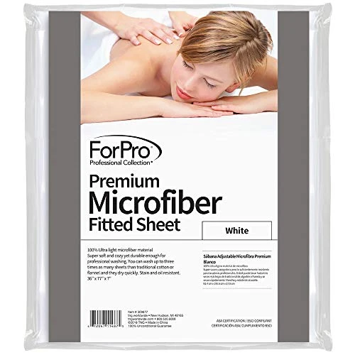 ForPro Professional Collection Premium Microfiber Fitted Sheet, Ultra-Light, Stain And Wrinkle-Resistant For Massage Tables, White, 36w X 77l X 7h 1 ForPro Professional Collection Premium Microfiber Fitted Sheet, Ultra-Light, Stain And Wrinkle-Resistant For Massage Tables, White, 36w X 77l X 7h