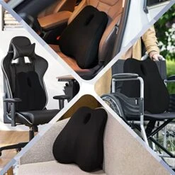 Lumbar Support Pillow For Office Chair, Cooling Memory Foam Lumbar Pillow For Back Pain Relief, Ergonomic Back Support Pillow With Dual Extension Straps For Car, Couch, Recliner, Gaming Chair, Black -Amazon Shop 519oYCvbZkL