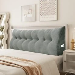 YXCSELL Headboard Wedge Pillow Triangular Bolster Pillows For Daybed Sofa Cushion Corduroy Large Support Backrest Bedrest Reading Pillow Lumbar Positioning Upholstered (Grey,Twin) -Amazon Shop 51A2aBPnEL. AC