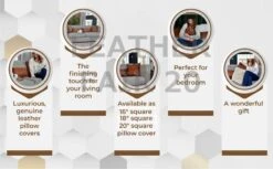 16x16 Inch Throw Pillow 100% Leather Cover For Modern Boho Farmhouse Square Decorative Bedroom Living Room Cushion Cases For Couch Bed Sofa Chair Car (Pack Of 2pc) -Amazon Shop 51A3hb47cWL