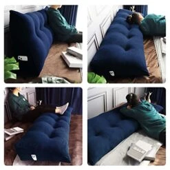 VERCART Wedge Headboard Pillows Bed Wedge Pillow Headboard Wedge Pillow Triangle Pillow Wedge Daybed Pillows Bolster Pillow Headboard With Removable Cover Corduroy Deep Blue Twin