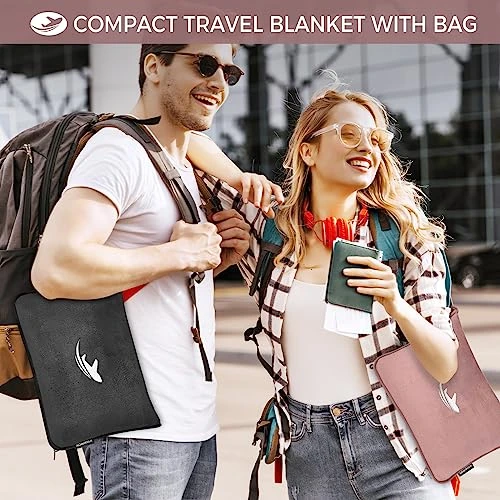 NOWWISH Travel Blanket Pillow - Travel Essentials Gifts For Women On Airplane, Camping, Car - Premium Soft 2 In 1 Airplane Blanket, Pink 2 NOWWISH Travel Blanket Pillow - Travel Essentials Gifts For Women On Airplane, Camping, Car - Premium Soft 2 In 1 Airplane Blanket, Pink - Image 2