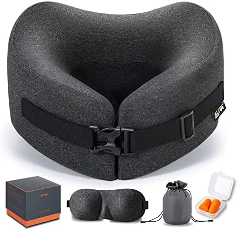 MLVOC Travel Pillow 100% Pure Memory Foam Neck Pillow, Comfortable & Breathable Cover, Machine Washable, Airplane Travel Kit With 3D Contoured Eye Masks, Earplugs, And Luxury Bag, Standard (Black) 8 MLVOC Travel Pillow 100% Pure Memory Foam Neck Pillow, Comfortable & Breathable Cover, Machine Washable, Airplane Travel Kit With 3D Contoured Eye Masks, Earplugs, And Luxury Bag, Standard (Black) - Image 8