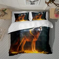 GRANKER 3 Piece Bed Set White Wolf In The Light For All Season, Men/Women Bedroom Hotel Dormitory Guest Room53x79in/135cmX200cm -Amazon Shop 51BQGN1VH6L