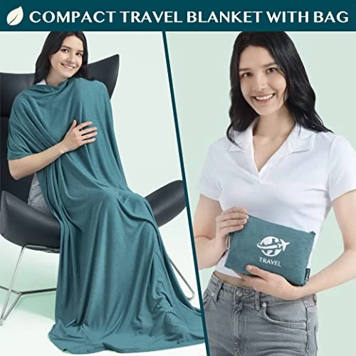 Soft Compact Travel Blanket And Pillow, Foldable Airplane Blanket In Bag, Lightweight Portable Flight Blanket Set With Luggage Strap, Camping Plane Car Home Office Gift Accessories, Teal Blue 2 Soft Compact Travel Blanket And Pillow, Foldable Airplane Blanket In Bag, Lightweight Portable Flight Blanket Set With Luggage Strap, Camping Plane Car Home Office Gift Accessories, Teal Blue - Image 2