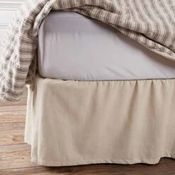 Market Place Natural California King Bed Skirt, 16" Drop, Beige Cream Dust Ruffle Farmhouse Bedding