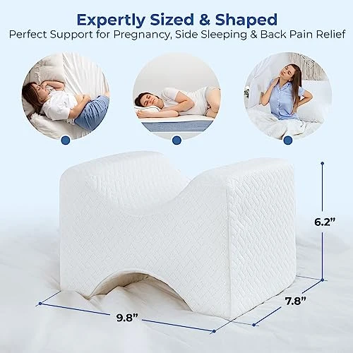 Knee Pillow For Side Sleepers - 100% Memory Foam Wedge Contour - Leg Pillows For Sleeping - Spacer Cushion For Spine Alignment, Back Pain, Pregnancy Support - Sciatica, Hip, Joint, Surgery Pain Relief 4 Knee Pillow For Side Sleepers - 100% Memory Foam Wedge Contour - Leg Pillows For Sleeping - Spacer Cushion For Spine Alignment, Back Pain, Pregnancy Support - Sciatica, Hip, Joint, Surgery Pain Relief - Image 4