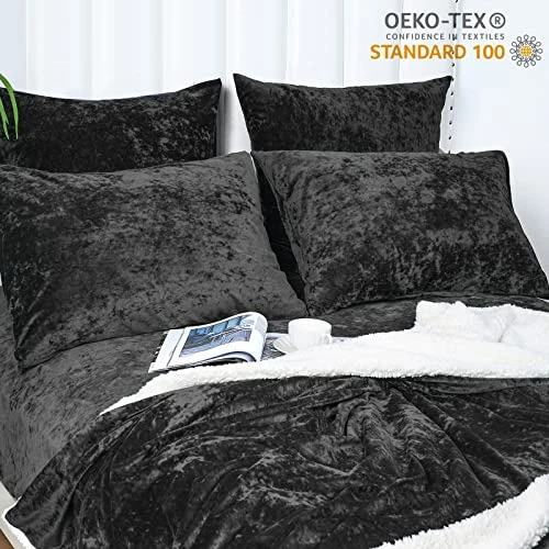 PHF True Velvet Pillowcases King Size, 2 Pack Soft Color Gradient Pillow Shams Covers With Envelope Closure, Luxury Cozy Decorative Pillow Cases, 20" X 36", No Filling, Black 2 PHF True Velvet Pillowcases King Size, 2 Pack Soft Color Gradient Pillow Shams Covers With Envelope Closure, Luxury Cozy Decorative Pillow Cases, 20" X 36", No Filling, Black - Image 2