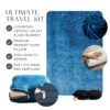 Travellow Travel Pillow And Blanket Set - 4-in-1 Ultimate Travel Kit With Memory Foam Pillow, Travel Blanket, Sleep Mask, And Earplugs-Ultimate Comfort And Coziness For Your Journeys - Blue