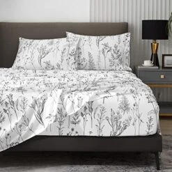 Floral Bed Sheets King Size, 18 Inches Deep Pocket Sheets 1800 Thread Count, Black And White Leaf Sheet Set Soft Breathable Cute Aesthetic Sheets Shabby Chic Bed Sheets,Oeko-Tex Certificated 19 Floral Bed Sheets King Size, 18 Inches Deep Pocket Sheets 1800 Thread Count, Black And White Leaf Sheet Set Soft Breathable Cute Aesthetic Sheets Shabby Chic Bed Sheets,Oeko-Tex Certificated -Amazon Shop 51CqArnrkCL. AC 1