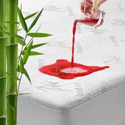 Lysam Mattress Protector Queen, Bamboo Mattress Cover Waterproof, 60"x 80" Bed Cover Noiseless Breathable Soft, Machine Washable Fitted Deep Pocket Mattress Pad Cooling For Baby Pregnant Women Older -Amazon Shop 51DWB0eL rL. AC 2