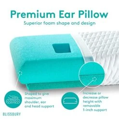 BLISSBURY Ear Pillow With Ear Hole For Sleeping With Sore Ear Pain | Piercing Pillow | Adjustable Memory Foam Pillow With Holes For Chondrodermatitis CNH | Ear Piercing Protection | Support Earplugs 10 BLISSBURY Ear Pillow With Ear Hole For Sleeping With Sore Ear Pain | Piercing Pillow | Adjustable Memory Foam Pillow With Holes For Chondrodermatitis CNH | Ear Piercing Protection | Support Earplugs -Amazon Shop 51DWvjTj0SL
