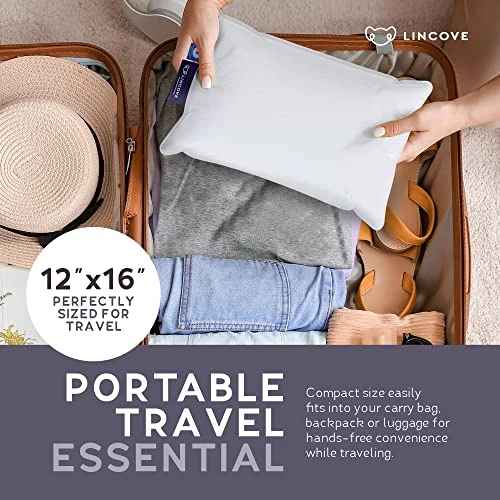 Lincove Microgel Travel Pillow - Global Recycled Standard Certified - Plush And Cozy Luxury Pillow To Support Head, Neck, While Sleeping On Airplanes, Cars, Hotels & Home - 12"x16" 3 Lincove Microgel Travel Pillow - Global Recycled Standard Certified - Plush And Cozy Luxury Pillow To Support Head, Neck, While Sleeping On Airplanes, Cars, Hotels & Home - 12"x16" - Image 3