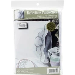 Stamped Pillowcase Pair For Embroidery, 20 By 30-Inch, Reflections