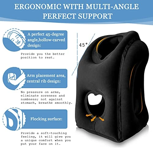 YEEPEC Inflatable Travel Pillows For Airplanes, Neck Support Travel Pillow For Sleeping Airplanes/Trains/Cars/Office Napping With Free Eye Mask, Earplugs 3 YEEPEC Inflatable Travel Pillows For Airplanes, Neck Support Travel Pillow For Sleeping Airplanes/Trains/Cars/Office Napping With Free Eye Mask, Earplugs - Image 3