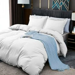 Duvet Covers King Size - Ultra Soft And Breathable Bedding King Comforter Sets Washed Microfiber 3 Pieces With Zipper Closure Duvet Cover And 2 Pillow Shams (White) -Amazon Shop 51EacmguazL