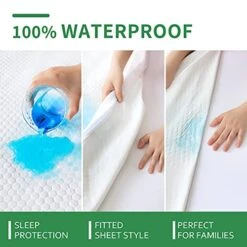 Twin Mattress Protector Waterproof Cooling Bamboo Twin Size Mattress Cover, 3D Air Smooth Soft Bamboo Mattress Protector, Breathable Noiseless Bed Mattress Pad, Fitted 8-14 Inch Deep Pocket -Amazon Shop 51F3HGXwWaL