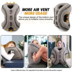 Inflatable Travel Pillow,Multifunction Travel Neck Pillow For Airplane To Avoid Neck And Shoulder Pain,Support Head,Neck,Used For Sleeping Rest, Airplane And Home Use,with Eye Mask, Earplugs,Gray 11 Inflatable Travel Pillow,Multifunction Travel Neck Pillow For Airplane To Avoid Neck And Shoulder Pain,Support Head,Neck,Used For Sleeping Rest, Airplane And Home Use,with Eye Mask, Earplugs,Gray -Amazon Shop 51F5h4uN7AL