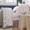 Ueen's House Shabby Floral Bed Sheet Set 4-Piece Queen Size French Country Ruffle Bed Sets